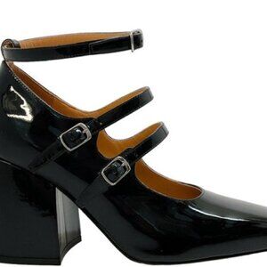 NWT Maison Margiela Black Patent Leather 3 Strap Mary Jane Pumps 36.5